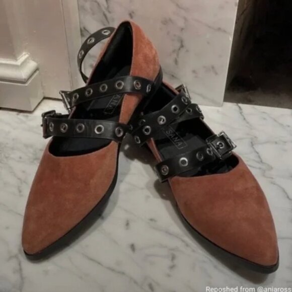 Sol Sana Miro Buckle Brown Suede Flats - Picture 9 of 10